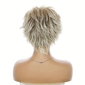 tanie Peruki najwyższej jakości-Peruki syntetyczne Prosta Fryzura Pixie Peruka Krótkie Blond Włosie synetyczne Damskie Modny design Miękka Natutalne Złoty