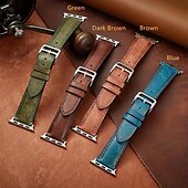 cheap Apple Watch Bands-Leather Band Compatible with Apple Watch band 38mm 40mm 41mm 42mm 44mm 45mm 49mm Rugged Luxury Adjustable Genuine Leather Strap Replacement Wristband for iwatch Series Ultra 8 7 SE 6 5 4 3 2 1