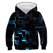 billiga Pojkens 3D Vision &amp; Geometri-Pojkar 3D Lutning Huvtröja Långärmad 3D-tryck Vår Höst Aktiv Sport Mode Barn 3-13 år Utomhus Dagligen Inomhus Normal