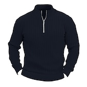abordables suéter de los hombres-Hombre Prendas de punto Pull-over Estriado Tejer Regular Básico Plano Cremallera de un cuarto Mantiene abrigado Contemporáneo moderno Ropa Cotidiana Noche Ropa Otoño Invierno Negro Blanco M L XL