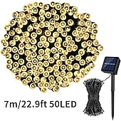 economico Striscie luci ad energia solare-1 stringa di luci solari per esterni - 8 modalità di luce decorativa da giardino, illuminazione notturna d&#039;atmosfera per balconi esterni, decorazioni per Natale, Halloween, San Valentino e feste