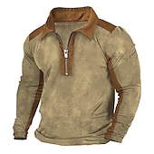 abordables Polo clásico para hombre-Hombre POLO Polo con media cremallera Trabajo Ropa Cotidiana Diseño Manga Larga Moda Cómodo Bloque de color Bolsillo Cerrar Primavera &amp; Otoño Ajuste regular Negro Marrón Verde Ejército Azul Oscuro