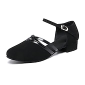 cheap Ballroom Shoes &amp; Modern Dance Shoes-Women&#039;s Black Ballroom Dance Shoes with Suede Sole - Low Heel, Comfortable and Non-Slip Practice Latin Dance Shoes with Straps