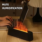 cheap Humidifiers &amp; Dehumidifiers-Creative 3D Simulation Flame Air Humidifier Household Colorful Atmosphere Light Intelligent Remote Control Humidifier USB Desktop Silent Large Fog Volume Humidifier Home Decor Room Decor