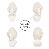 cheap Historical Wigs-Wig Platinum Blonde Beehive Wig 18th Century Baroque Wig for Women Lady Natural Synthetic Victorian Cosplay Party Costume Wig (Platinum Blonde) Carnival Wigs