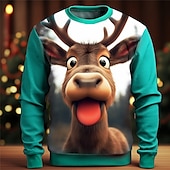 olcso Férfi 3D pulóverek-Férfi Grafika Jávorantilop Moose karácsony Pulóverek Pulóver pulóver Hosszú ujj Pulóver Terített nyak Divat Napi Alkalmi 3D nyomtatás Vakáció Szabadság Alkalmi Nyomtatott Tavasz &amp; Ősz