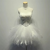 ieftine Costume de Dans-Pentru femei Prințesă Dansatoare de balerină Performanță Dans Rochii Tutu cu etaje Rochie Lungă Drăguţ Petrecere Tul Pană Alb Rochie