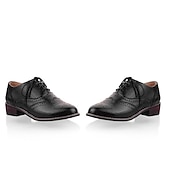 ieftine Oxfords de Damă-pantofi oxford clasici brogue de damă – pantofi maro din piele artificială cu vârful aripii cu șireturi pentru ținute casual și formale de inspirație vintage