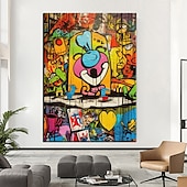 preiswerte Straßenkunst-Hang-Ölgemälde Handgemalte Vertikal Pop-Art Straßenkunst Vintage Modern Fügen Innenrahmen