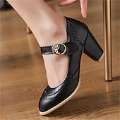 preiswerte Block Heels-Weiße Mary-Jane-Pumps im Vintage-Stil für Damen – Retro-Brogue-Pumps mit gewelltem Riemen und Blockabsatz, elegante Abendschuhe für Hochzeiten und besondere Anlässe