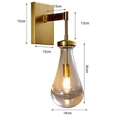 cheap Indoor Wall Lights-Gold Black Wall Sconces Bedside Light with Clear Solid Glass Raindrop for Indoor Wall Lights Living Room Kitchen Hallway