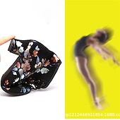 abordables Chaussures de danses latines-chaussures de danse à lacets à fleurs noires pour femmes – talon bas confortable, parfait pour la danse latine, de salon et sociale