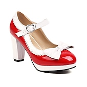 cheap Platform Heels-Women&#039;s Vintage Lolita Mary Jane Heels with Bow and Heart Buckle – Retro Platform Pumps for Cosplay and Parties