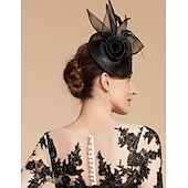 economico Fascinator-Fascinator Cappelli Rete Cappello Kentucky Derby Copricapo Fascinators con Fiore in Piuma 1PC Matrimonio Corsa di Cavalli Giornata delle Donne Melbourne Cup Copricapo abito per impressionare Abito