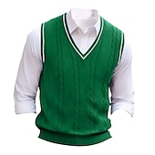 cheap Men&#039;s Pullover Sweater-Men&#039;s Sweater Vest Pullover Sweater Jumper Dress Sweater Knit Sweater Ribbed Cable Knit Regular Knitted Plain V Neck Keep Warm Modern Contemporary Daily Wear Going out Clothing Apparel Fall Winter