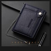 economico porta carte e custodie-portafoglio da uomo in pelle combinazione porta carte d&#039;identità in pelle pu con design a catena antifurto