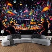 preiswerte Blacklight -Wandteppiche-Schwarzlicht-Wandteppich, UV-reaktiv, leuchtet im Dunkeln, Party, Neon, Trippy, Misty Bar, Konzert, Wandteppich, Wandbild für Wohnzimmer, Schlafzimmer