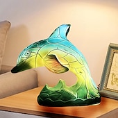 お買い得  装飾ライト-樹脂テーブルランプ動物シリーズ模擬ステンドグラスナイトライトレトロデスクランプ寝室用ベッドサイドランプ動物愛好家家の装飾 10*15 センチメートル/3.93*5.9 インチ