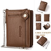 economico porta carte e custodie-portafoglio da uomo in pelle combinazione porta carte d&#039;identità in pelle pu con design a catena antifurto