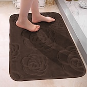 preiswerte Läufer und Teppiche-1 Stück Badvorleger, Rosenblüten-Muster, Badezimmer-Badematte, Flanell, rutschfester Teppich, Badewannen-Bodenteppich, Duschraum-Fußmatte, Memory-Schaum-Matte, waschbarer Teppich