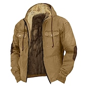 economico Felpa con cappuccio in pile-Per uomo Felpa con cappuccio Felpa con cappuccio a zip intera Sherpa Linend Marrone Cachi Con cappuccio Liscio Tasche Sportivo Giornaliero Per eventi Vintage Streetwear Informale Autunno inverno