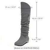levne Slouch Boots-dámské ploché boty ke kolenům, boty z umělého semiše ve více barvách na podzimní a zimní nošení