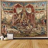 Недорогие Средневековый гобелен-Средневековое гобеленовое искусство Гобелен Средневековья Средневековый винтаж Милле Флер Настенное искусство Большой Мурал Декор Фотографический фон Плед Занавеска Дом Спальня Гостиная Декорация