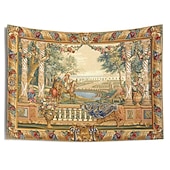 Недорогие Средневековый гобелен-Средневековое гобеленовое искусство Гобелен Средневековья Средневековый винтаж Милле Флер Настенное искусство Большой Мурал Декор Фотографический фон Плед Занавеска Дом Спальня Гостиная Декорация