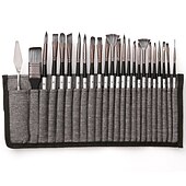 cheap Art &amp; Painting Supplies-Art 24 Pieces Paint Brush Set Enhanced Synthetic Brush Set with Cloth Roll and Palette Knife for Acrylic, Oil, Water