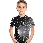 cheap Boy&#039;s 3D Vision &amp; Geometry-Boys 3D Graphic Color Block Optical Illusion T shirt Tee Short Sleeve 3D Print Summer Active Sports Streetwear Kids 3-12 Years