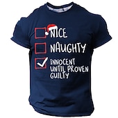 abordables Tenue de Noël amusante-T-shirts de Noël amusants pour hommes, motif lettre graphique 3D, chapeau, designer quotidien, rétro, vintage, imprimé 3D, sport, plein air, vacances, sorties, noir, bleu, rouge&amp;amp;col ras du cou à