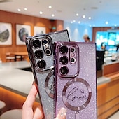رخيصةأون جراب سامسونج-هاتف غطاء من أجل سامسونج جالاكسي S24 S23 Ultra Plus S23 S22 S22 بلس ألترا ق 21 S21 الترا بلس اس 25 الترا غطاء خلفي حالة الامتزاز المغناطيسي مع ماجسيف دعم الشحن اللاسلكي غير اصفرار بلينغ بريق لامعة TPU