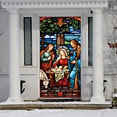 billige juledørdeksler-juledørdekorasjoner julekrybbe dørdeksler juledørteppe dørgardindekorasjon bakteppe dørbanner til inngangsdør gårdshus feriefest dekorutstyr