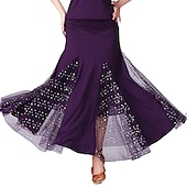 abordables Tenues de danse de salon-Danse de Salon Jupes Imprimé Couleur Pure Fantaisie Femme Utilisation Entraînement Taille haute Polyester