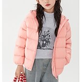 preiswerte Mädchen Daunen- und Parkajacke-Kinder Mädchen Daunenjacke Einfarbig Aktiv Reißverschluss Outdoor Mantel Oberbekleidung 2-12 Jahre Winter Regenbogenfarben Kaffeefarbe Rosa