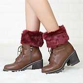 cheap Home Socks-Autumn and Winter Short Style Cuffed Plush Insulation Socks and Boots Cover for Women&#039;s Knitted Wool Leg Protectors