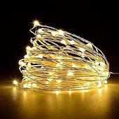 abordables Lumières de Noël-1 guirlande lumineuse de 1 m à 10 LED – Lampe luciole étoilée étanche à piles – Parfaite pour la décoration de la maison. &amp; les mariages !