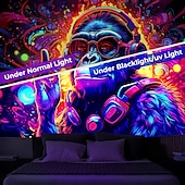 Χαμηλού Κόστους Μαύρισμα ταπετσαρία-blacklight ταπετσαρία uv αντιδραστική λάμψη στο σκοτάδι dj χιμπατζήδες ζώο trippy ομιχλώδης φύση τοπίο λάμψη πάρτι κρεμαστή ταπισερί τοίχου τοιχογραφία για κρεβατοκάμαρα σαλονιού