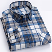 economico camicia da uomo con bottoni-Per uomo Camicia Camicia casual Camicia a quadri Camicia con Bottoni Quadri All&#039;aperto Abbigliamento quotidiano Giallo Blu reale Blu Azzurro cielo Manica Lunga Bavero Autunno &amp; Inverno Abbigliamento