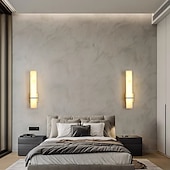 economico Lampade LED da parete-moderno applique da parete in marmo lungo lineare lampada da parete in ottone dorato comodino applique da parete per bagno lampada da trucco bar cablaggio a parete illuminazione per soggiorno sala da