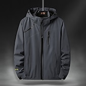 preiswerte Aktive Oberbekleidung für Herren-Herren Outdoorjacke Regenjacke Wanderjacke Freizeitskleidung Urlaub Wochenende Weich Zip WASSERDICHT Herbst Winter Glatt Warm Moderne zeitgenössische Mit Kapuze Sportkleidung Dick Standard Schwarz