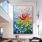 abordables Peintures fleurs/botaniques-palette peinte à la main kinfe peinture à l&#039;huile florale art mural fait à la main grandes fleurs peinture art mural original abstrait arbre peinture sur toile abstraite moderne coloré peinture décor