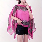 お買い得  結婚式のゲストラップ-レディースラップ ケープ ヴィンテージ ボヘミアン ノースリーブ シフォン ウェデイングラップ と ジャカード織 用途 パーティー 夏