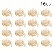 economico Striscie luci a batteria-elegante festa di ricevimento di nozze 16 confezioni luci fatate a led a batteria luci a stringa filo d&#039;argento impermeabile 7 piedi 20 led lucciola luci stellate lunari per fai da te festa di nozze