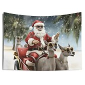 billige hengende juleteppe-juledekorasjoner nisse slede hengende billedvev veggkunst jul stor billedvev veggmaleri dekor fotografi bakteppe teppe gardin hjem soverom stue dekorasjon