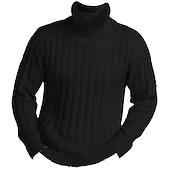 preiswerte Herrenpullover-Herren Weihnachtspullover Rollkragenpullover Pullover Strickpullover Herren Rollkragenpullover Gerippt Stricken Normale Oberteile Gestrickt Grube Einfach Rollkragen warm halten Moderne zeitgenössische
