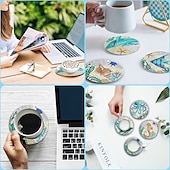 billige Placemats &amp; Coasters &amp; Trivets-diamantmaleraler sett med 6 stk eller 8 stk, runde dalbaner-sett med holder gjør-det-selv-diamant-og-dal-dal-dal-dal-dal-daler skli- og dalbane for voksne diamantmalesett rekvisita