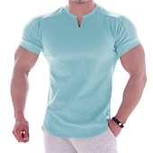 お買い得  メンズ アクティブ T シャツ &amp; タンクトップ-男性用 Tシャツ ジムシャツ コンプレッション・シャツ トレーニングシャツ Ｖネック 半袖 訓練 ストリート フィットネス カジュアル／普段着 ジム用 速乾性 高いストレッチ性 吸汗性 ソフト 平織り ブラック ホワイト アクティブウェア スポーツ ベーシック