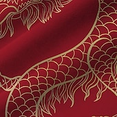 cheap Animal Print-New Year Men&#039;s Dragon Shirt Button Up Shirt Short Sleeve Casual Daily Wear Going out Weekend Autumn / Fall Turndown Print Button-Down Yellow Red Burgundy