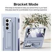 cheap Samsung Cases-Phone Case For Samsung Galaxy Z Fold 6 Z Fold 5 Z Fold 4 Back Cover with Stand Holder with Screen Protector with S Pen Solid Color PC PU Leather